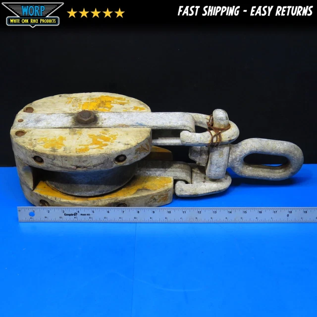 Huge Antique Vintage Wood Cast Iron Industrial Shipyard Marine Single Pulley