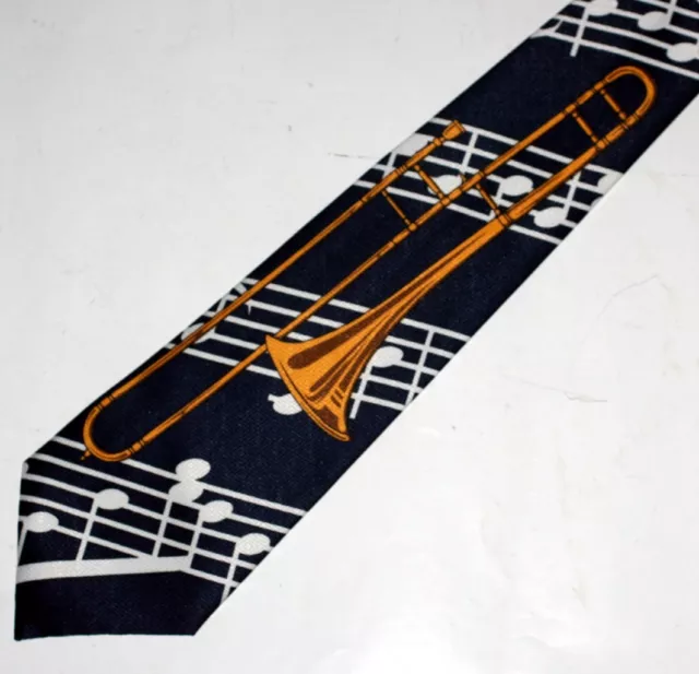 TROMBONE HORN Wind Instrument MUSICAL NOTES G CLEF Mens DRESS NECKTIE TIE New TROMBONE HORN Wind Instrument MUSICAL NOTES G CLEF Mens DRESS NECKTIE TIE New