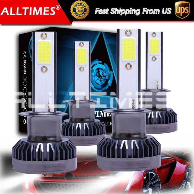 4x H1 LED Headlight Kit High Low Beam Fog Bulbs 6500K White Driving Light DRL