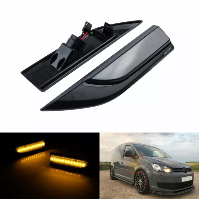 2x For VW Caddy MK4 2015-2020 LED Side Indicator Repeater Light Amber Canbus