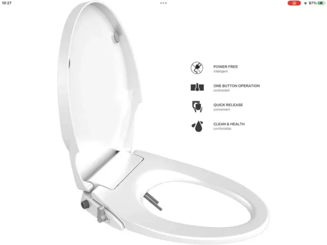 Toilet Seat Bidet Seat with Self Cleaning Dual Nozzles Non Electric Separated Re
