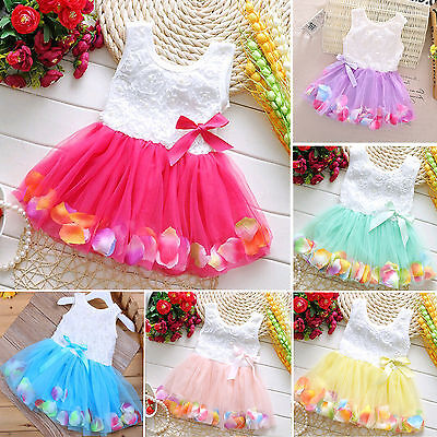 Baby Girl Toddler Princess Party Tutu Dress Lace Bow Flower Clothes Sundress UK