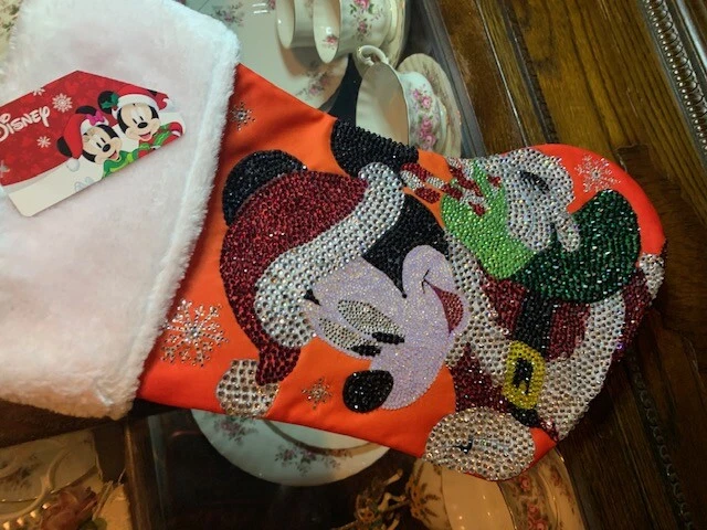 Mickey Mouse Christmas Crystal Rhinestone Disney Stocking Holiday Gift  NWT #1