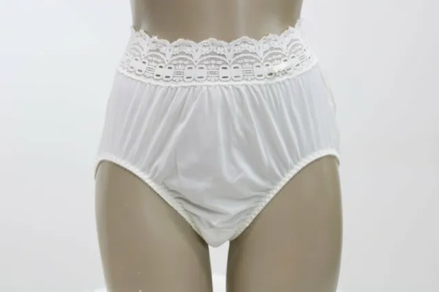 VINTAGE OLGA NYLON panties Wide soft Lace bow High waist size 8 XL