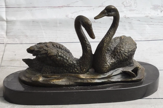 Ancien Art Déco Métal Argenté Cygne Figurine Fleur Vase Soliflore Ht 16