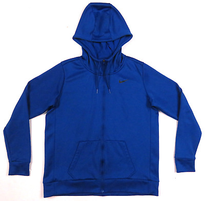 NWOT Nike Dri Fit Blue Black Swoosh Logo Women's Hooded Full Zip Track Jacket L