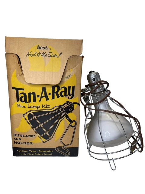 Kit de lámpara solar vintage Tan-A-Ray *funcionando* - incluye bombilla y caja originales de 275 vatios