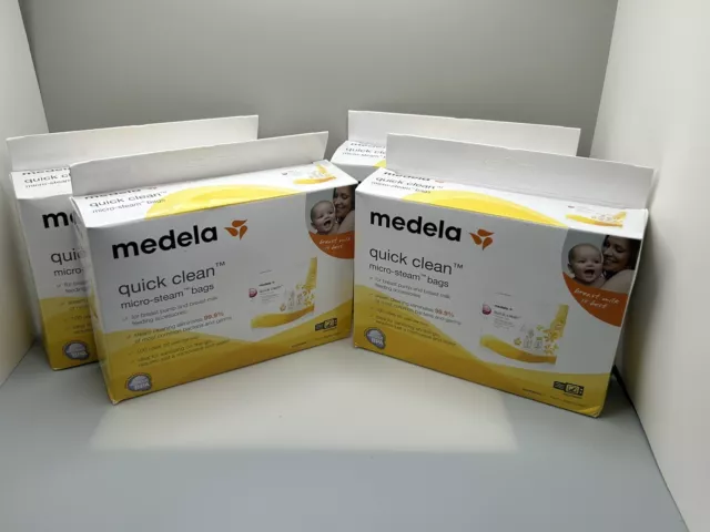 Lot Of 4 - Medela Breast Feed Quick Clean Micro-steam Bags 4 Count, 80 Uses