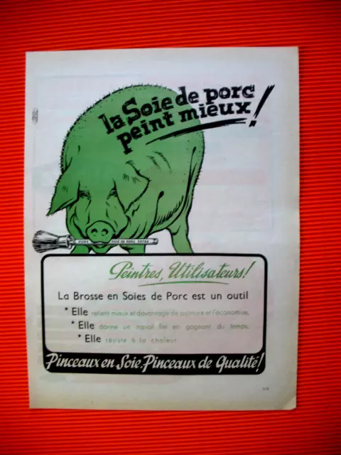 Publicite De Presse Pinceaux Soie De Porc Peint Mieux Illustration Opic Ad 1952