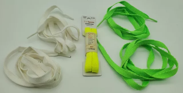 Vintage Payless Flat Laces Cordones Planos - Yellow Green & White Shoe Laces