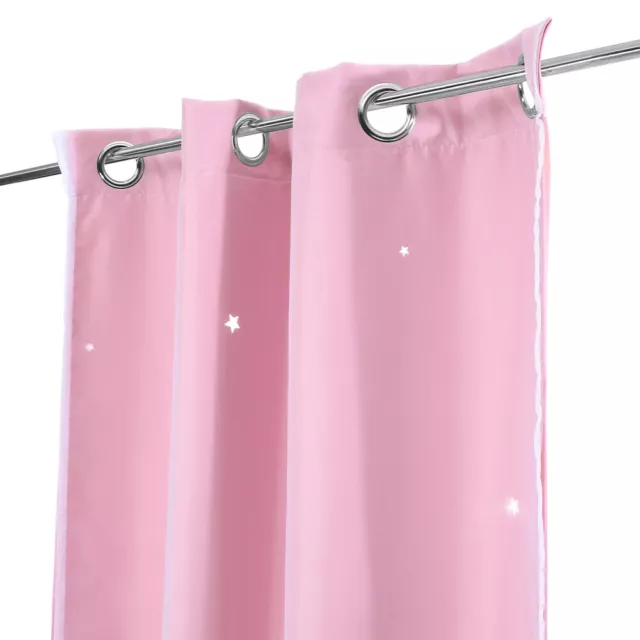 Star Blackout Curtains for Kids Room Double Layer Girls Bedroom Drapes