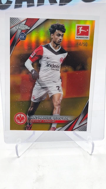 Carte Sportive Topps Chrome 2025 Bundesliga Nathaniel Brown Rookie Gold Auto 15/50 SP Francfort