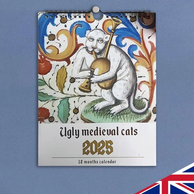 2026 Ugly Medieval Cats Calendar Whimsical Cat Design Large Font Easy To Read Calendar Decoration For The Entrance Hall & Bedroo - 21 - View #13