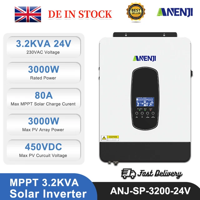 Inverter Ibrido Solare 3000W 24V - Con Regolatore MPPT 80A - Per Batterie Piombo E Litio - Foto 10