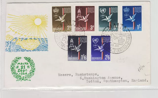 Malta 1964 Indipendenza 6 Valori Su Busta Fdc