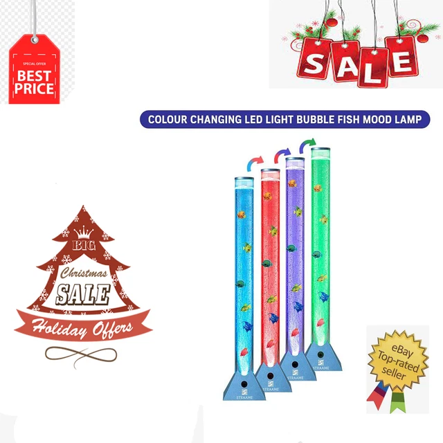 EXTRA LARGE 90CM Colour Changing LED Sensory Bubble Tube Lamp FishWater