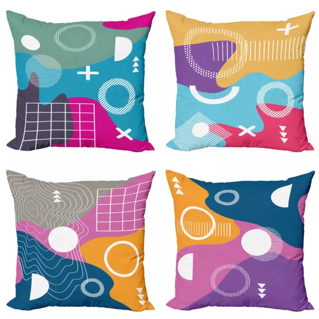 Geometric Pillow cushion set of 4 Circles and Triangles