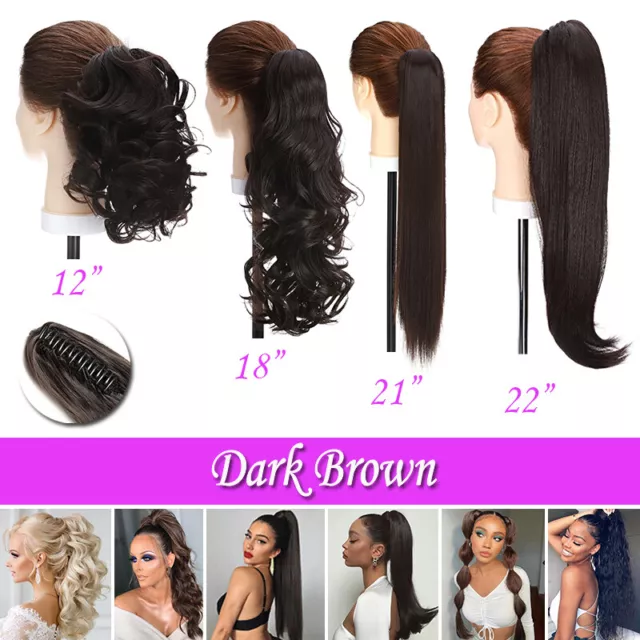 100% Thick & Natural Claw Ponytail Clip In Pony Tail Long As Human Hair Piece AU