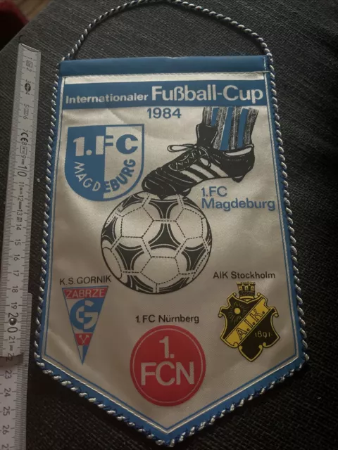 1 Fc Magdeburg Fußball Wimpel 1984 Inter Cup Stockholm Nürnberg Gornik 80er Jahr