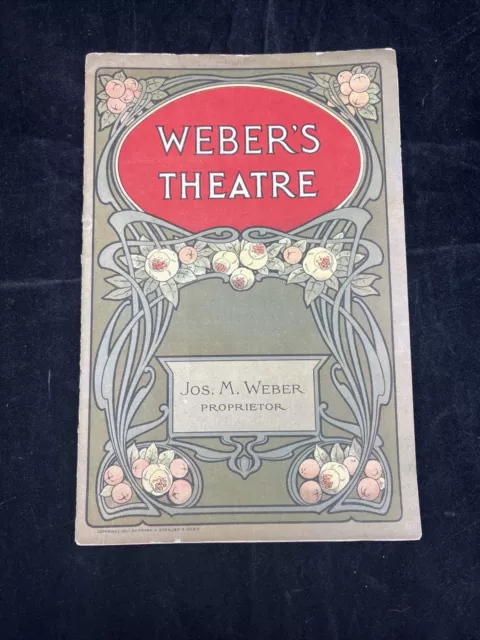 1907 Weber’s Theatre Advertisement Pamphlet W/ Play Times Theatre Blueprint @10B