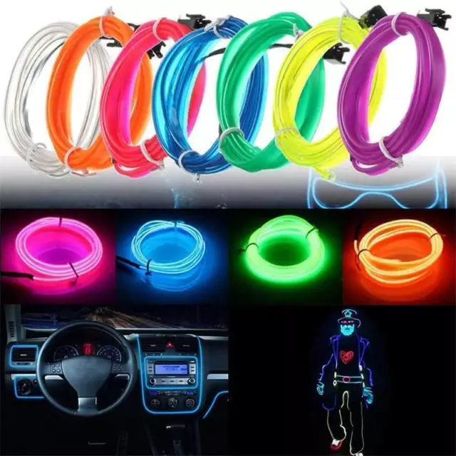 5M USB Car Interior LED Strip Lights Ambient Lighting Blue Neon Dash Glow Tube