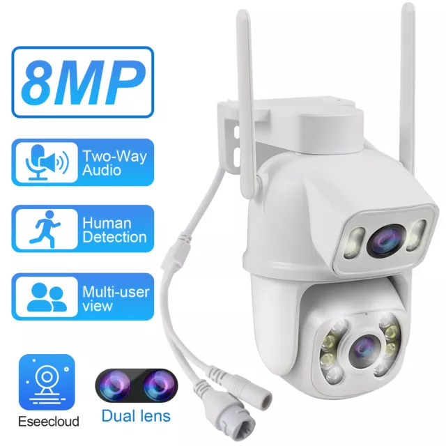 4K IP Camera Wireless WIFI Outdoor CCTV HD PTZ Smart Home Security IR Cam 8MP UK