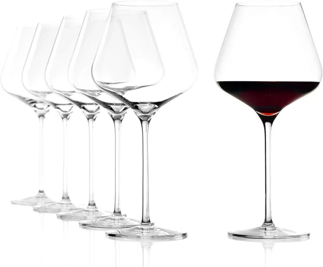 6 Stölzle Lausitz Bordeaux Verres de Vin Rouge Quatrophil 708ml I Neuf