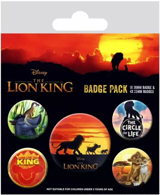 Disney lion king Insignia Paquete De 5 Seguridad Pin Base Insignias