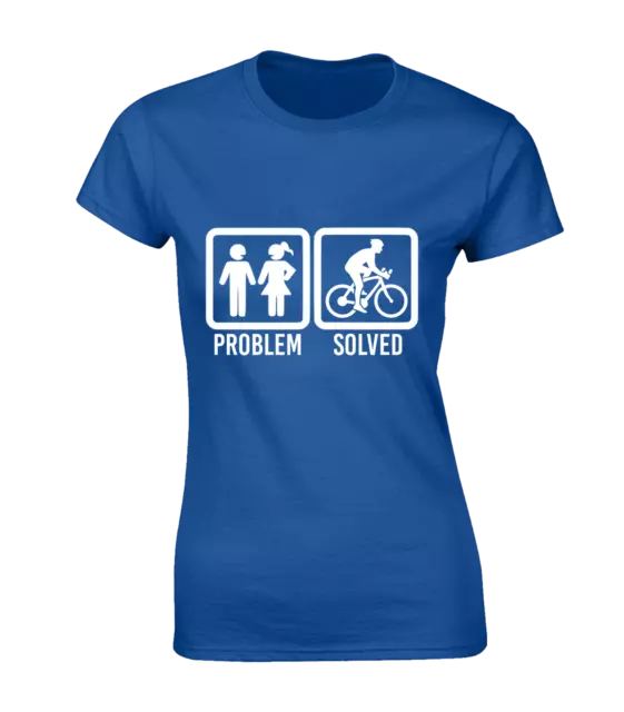 Cycling Problem Solved Ladies T Shirt Funny Cool Cyclist Bike Design Gift Idea