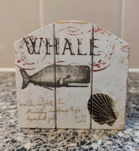 Vacchetti Whale Free Standing Wooden Letter Rack Seaside Sealife Rustic Holder