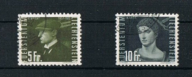 Liechtenstein MiNr. 295 u. 296 Höchstwerte auf Flugpioniere (.) gestempelt