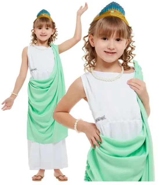 Costume Abito Ragazze Bambini Storie Orribili Principessa Greca Romana Toga 4-12