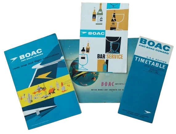 BOAC & BOAC Cunard Airline Route Map & Flight Pack 1965 Comet 4, 707 ...