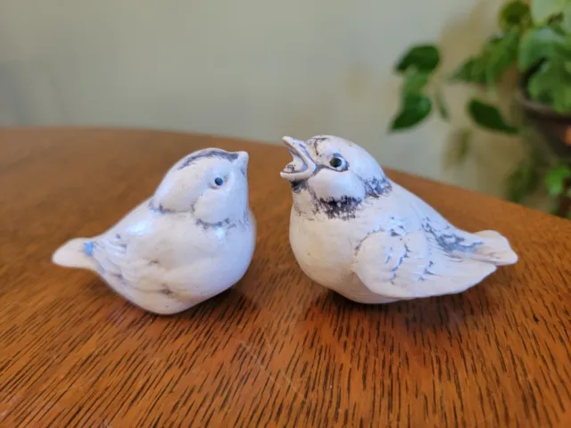 Vintage 1970s Ceramic Porcelain Hand Painted Chickadee Baby Birds One Mouth Open