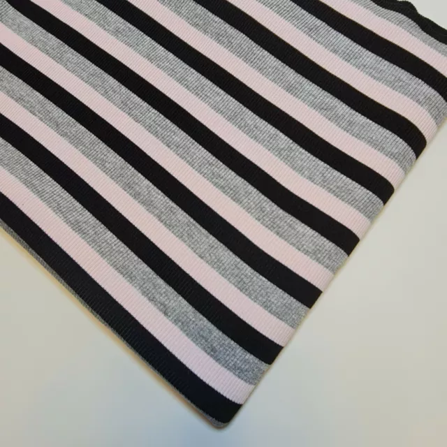 Grey Black Stripe Viscose Jersey Fabric Stretch Craft Dress Material 58" Meter