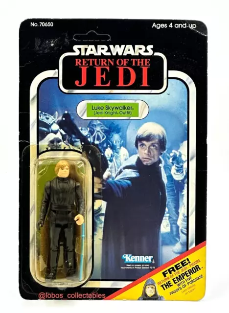 Star Wars Luke Skywalker Rotj Blue Saber Jedi Knight Moc 65 Back 1983 Kenner