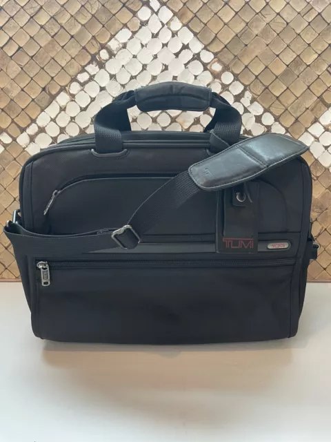 Tumi 22154D4  Ballistic Alpha 18'' Boarding Briefcase Shoulder Tote Leather Trim
