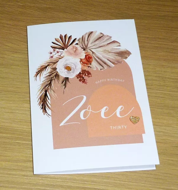 Personalised female Birthday card -boho floral-any age- 13th 16th 18th 21st 30th