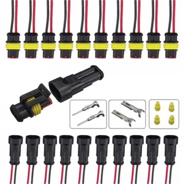 5x 2Pin voiture étanche prise de connecteur électrique avec fil AWG marine F  F3