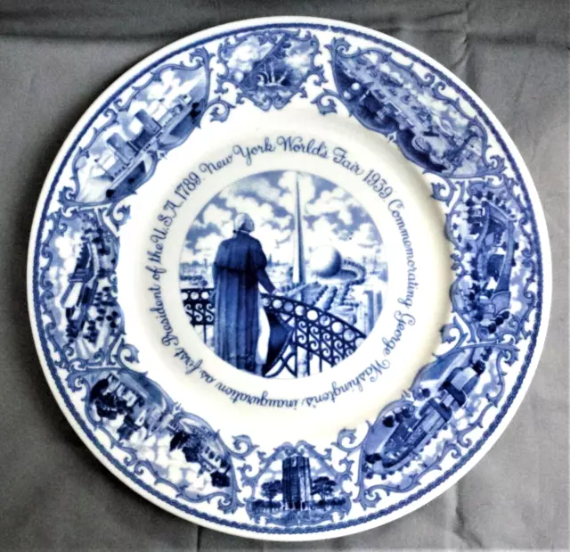1939 NY Worlds Fair Souvenir Plate Washington's Inauguration; Lamberton Scammell