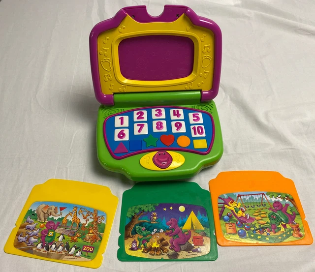 BARNEY THE DINOSAUR Learning Fun Laptop Interactive Cards Mattel