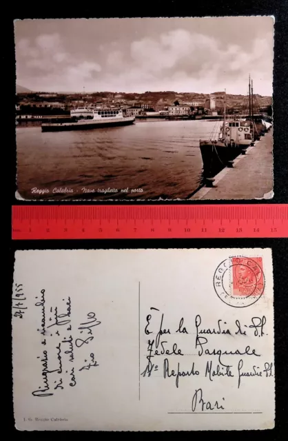 Cartolina Postcard Reggio Calabria Calabria Italy 1955 Traghetto Porto Viaggiata