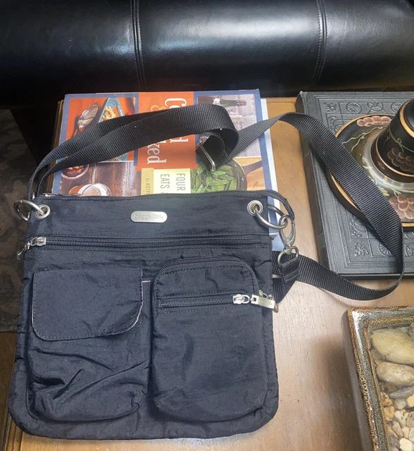BAGGALLINI Black Crossbody Bag Purse-Adjustable Strap-Multiple Pockets-VGUC!