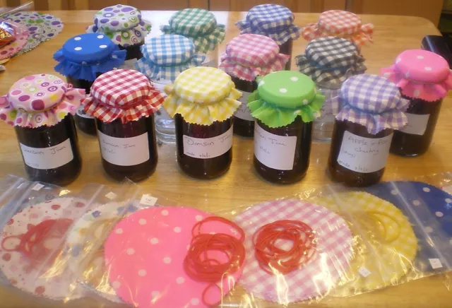 jam toppers covers x 30 gingham any colour or mixed lots x 30 FREE BANDS