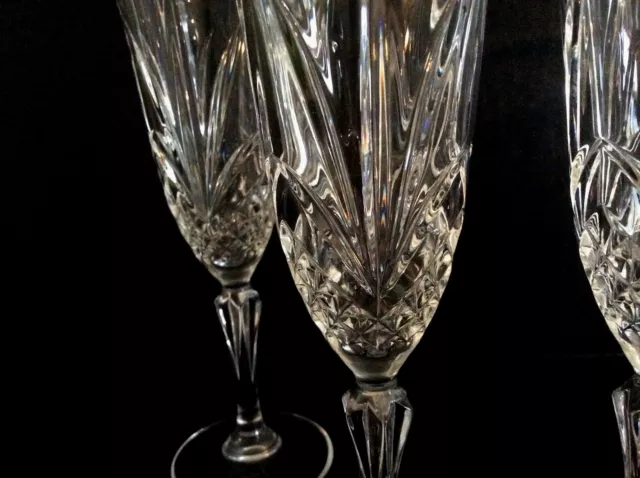 SET OF 4 Cristal d’Arques Salzburg Stemmed Champagne Flutes 2