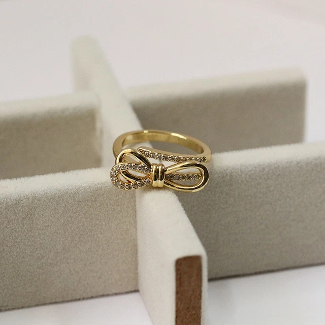 Bague En Plaqué Or Jaune Forme Nœud - Taille 60 - Occasion - Bijou Vintage