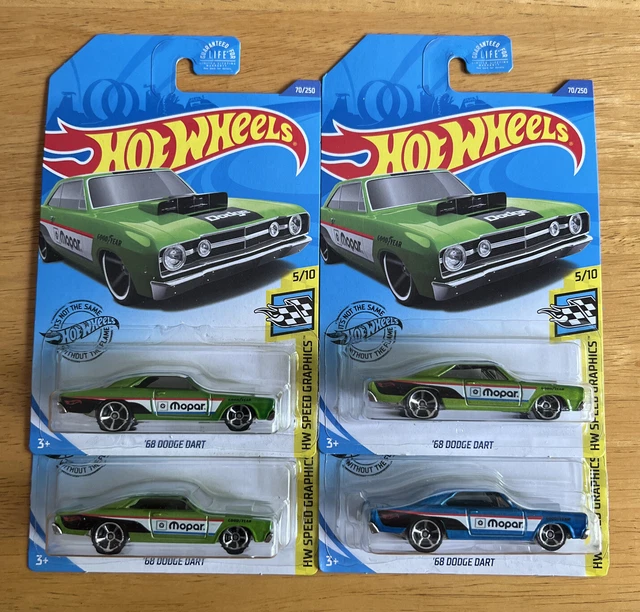 Hot Wheels “68 DODGE DART” HW SPEED GRAPHICS 1 Blue & 3Green Variations  Lotof4