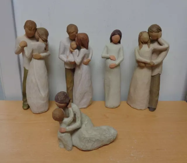 Rare Lot of 5 Willow Tree Figurines Cherish Child's Touch Our Gift Promise etc