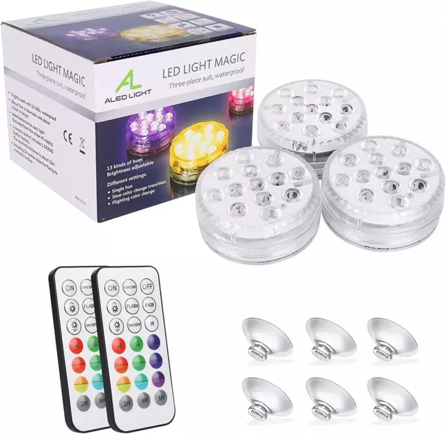 ALED LIGHT Bath Hot Tub Lights, 13 LEDs RGB Submersible Pool Lights with Control