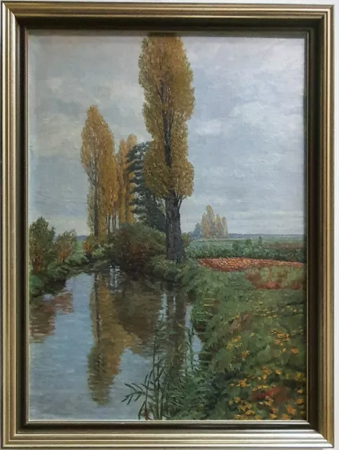 Heinrich Strieffler (1872-1949) Ölgemälde Herbst an d. Queich Landau Pfalz Maler